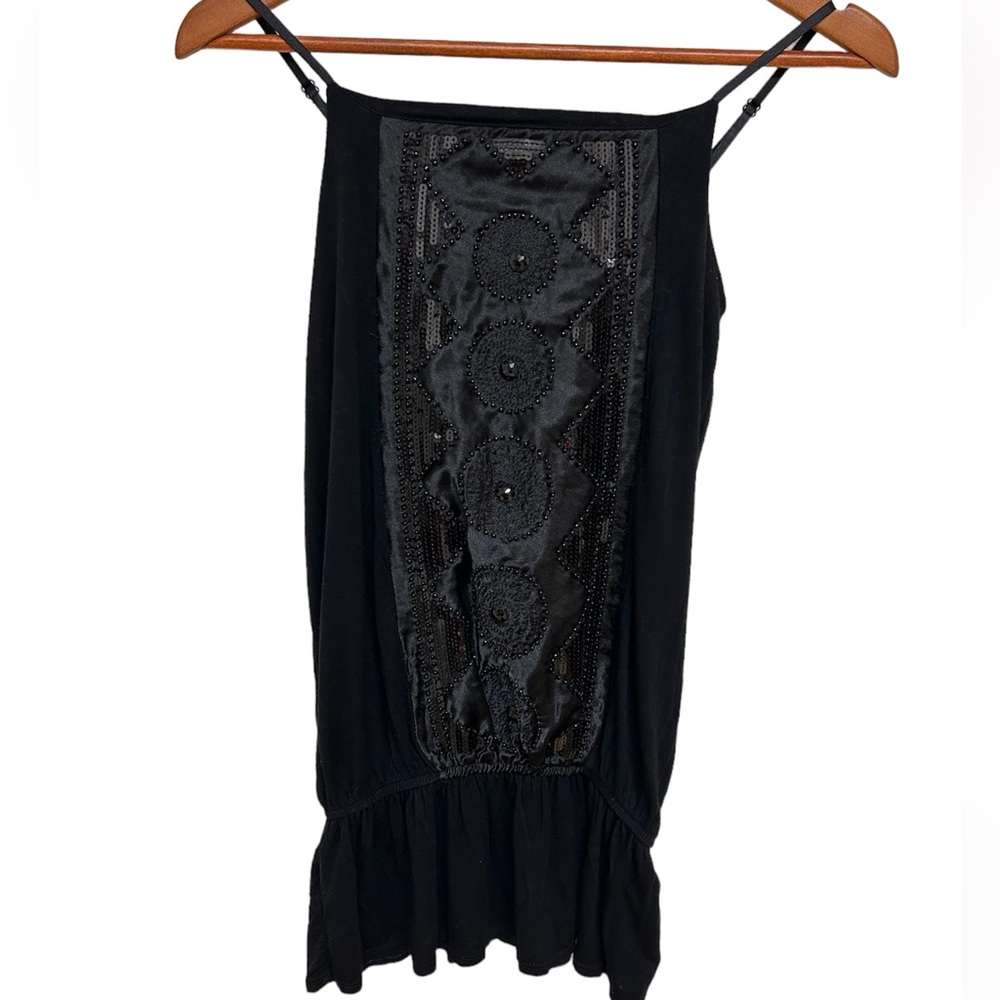 Vintage 90s Cami/Camisole Black with Sequins & Beadwork (Size Small-Medium)